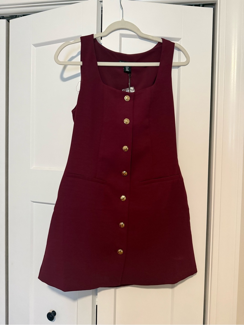 Sincerely Jules Burgundy Sleeveless Button-Front Mini Dress